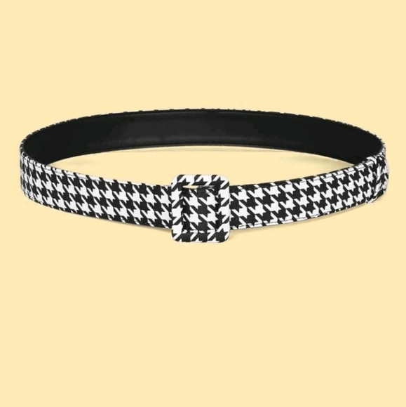 Square Buckle Houndstooth Belt